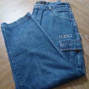 FubuThe Collection Men's Jeans40x34Cargo Pocket HammerLoop HipHop Baggy Wide Leg